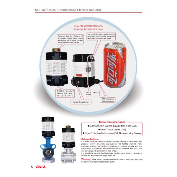CE/CSA Ultra Small Electric AC24VDC Quarter Turn Actuator