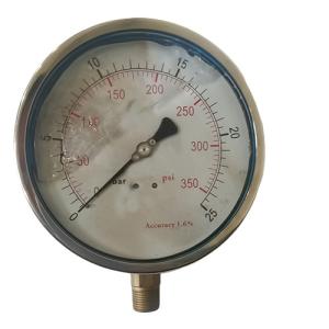 China 6&quot; Liquid Pressure Gauge,zero adjustable pointer,0-350 psi,lower mount, 1/2 NPT, stainless steel case and brass internal wholesale