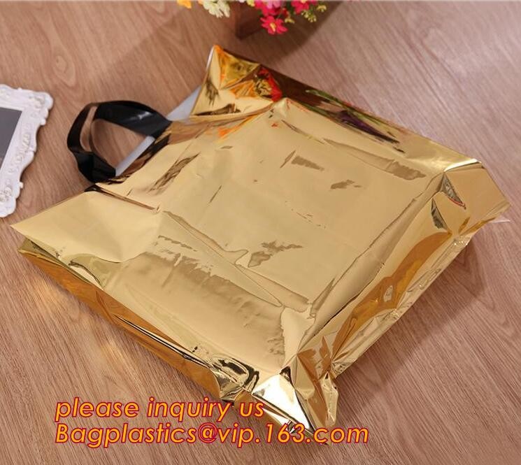 Promotional customized high quality soft loop plastic cloth bag,manufacturer custom soft loop handle polyethylene PE pla