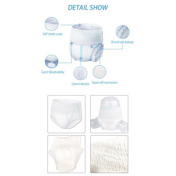 Anti-Leak 3D Leak Prevention Channel Japanese Adult Pull On Ups Diaper Pants for Night