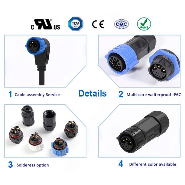 5 Pin Circular Waterproof Power Connector M25 Power Cable Connector IP67