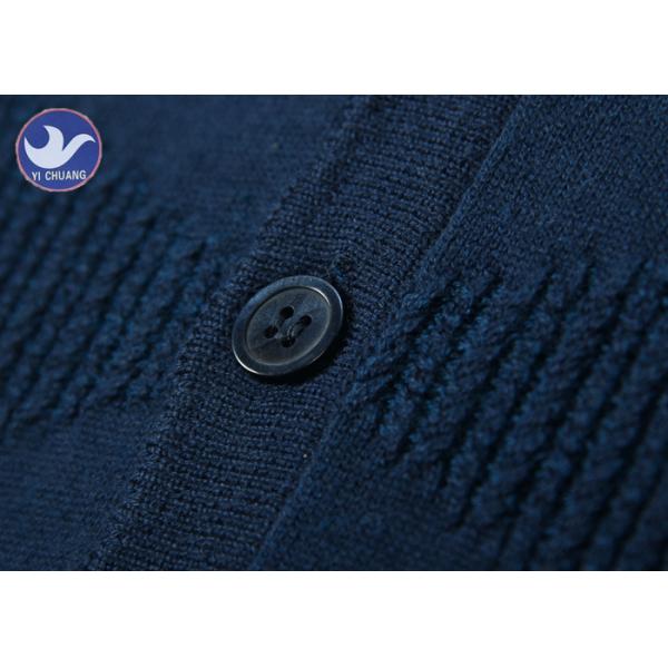 Flat Knitted Mens Cable Knit Button Down Cardigan Full Sleeves Anti - Shrink