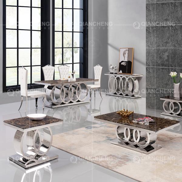 Brown Marble Top 201 304 SS Console Table Furniture for Living Room