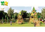 High Speed Wooden Swing And Climbing Frame Soft Smooth Surface Non Sharp Edge