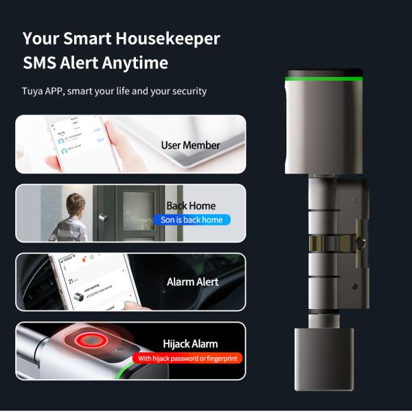 Tuya Ttlock Smart Cylinder Door Lock Biometric Euro Standard Electronic Fingerprint Smart Card Unlock