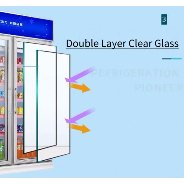 Practical White Double Door Beverage Cooler , 1200L Commercial Bottle Cooler Upright