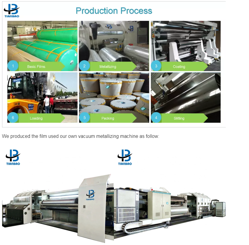 Craft Packaging Metalized CPP Film with CPP Material Manufactured