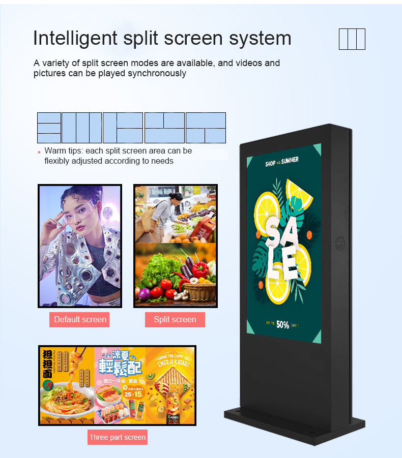 Outdoor Shopping Mall LCD Screen Player Digital Totem Smart Signage Commercial Advertising Equipment High Brightness TV Display