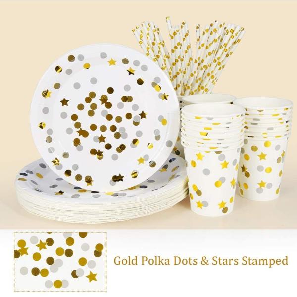 SGS Gold Dot Theme Party Decoration Compostable Disposable Dishware