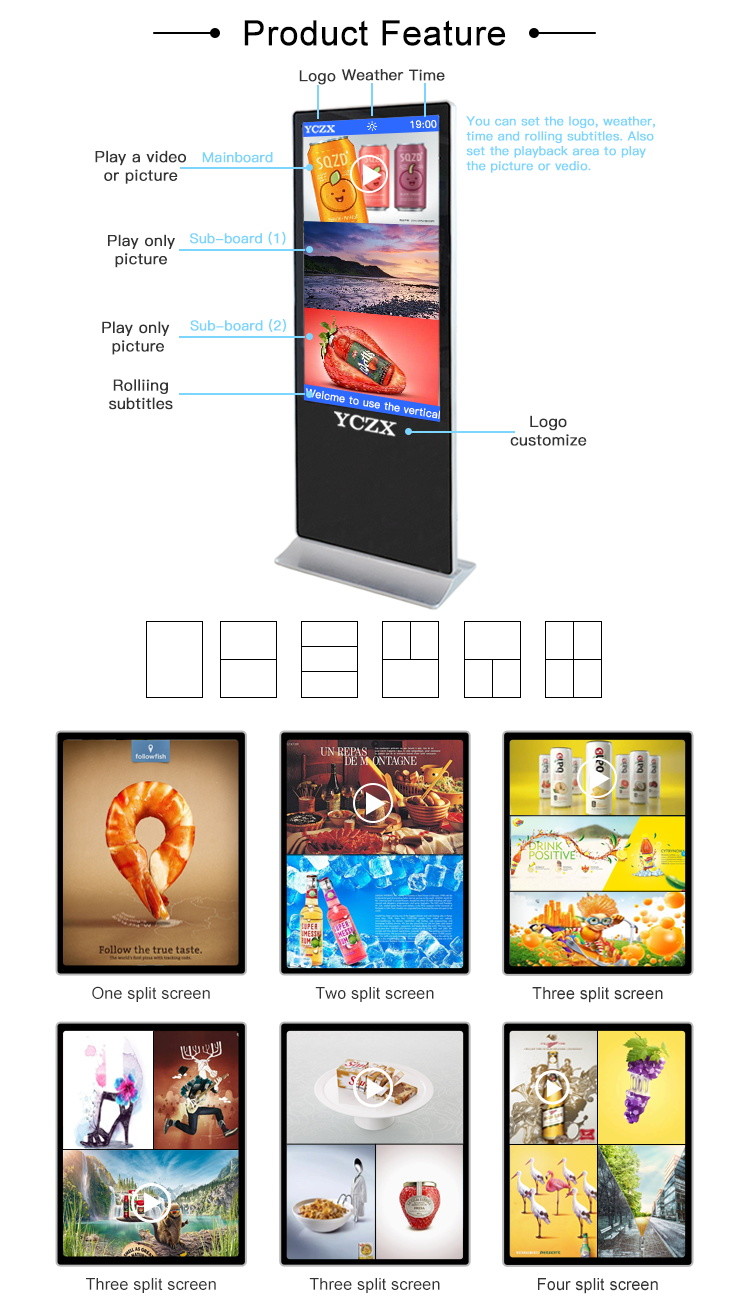 Intelligent LCD Advertising Player , Standalone Digital Signage Display