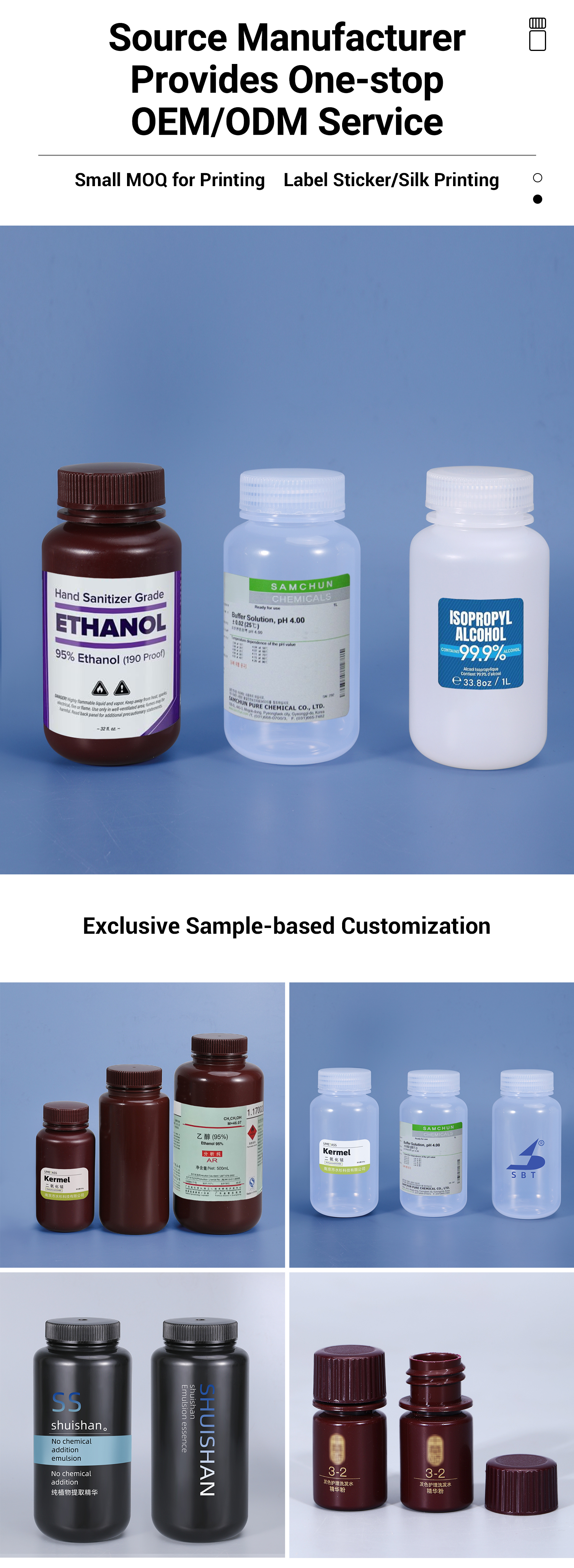 Plastic Screw Cap Wide Mouth Laboratory Chemical Reagent Bottle with ODM Service
