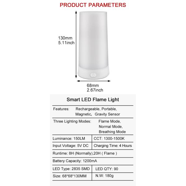 Dimmable Rechargeable Led Magnet Flame Light Dc 5v Remote Control Flame Table Lamp