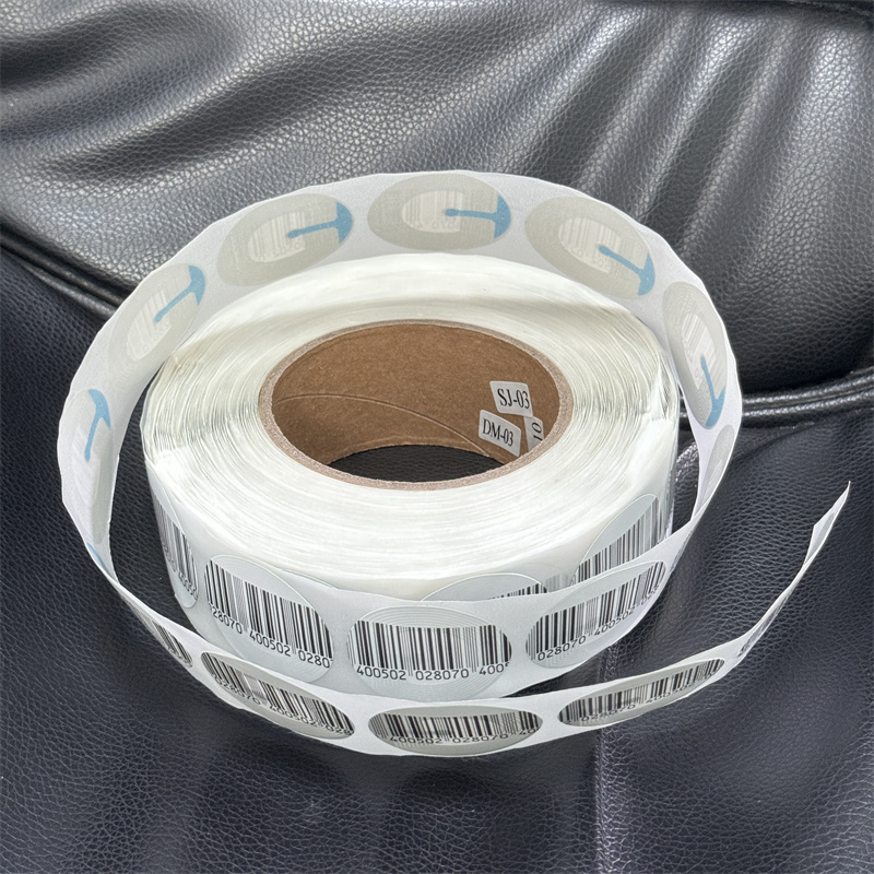8.2MHz EAS RF Soft Security Tags Round Diameter 40mm With Bar Code