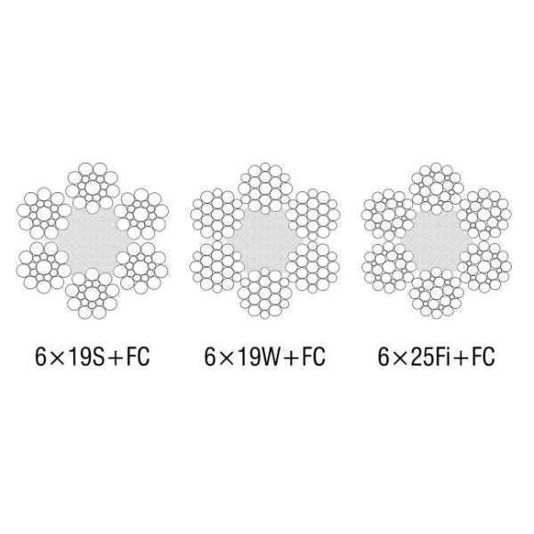 Passenger Lift / Traction System 6x19 Wire Ropes With Fiber Core