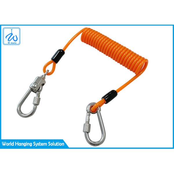 Plastic Coating Coiled Wire Safety Lanyard For Fall Protection