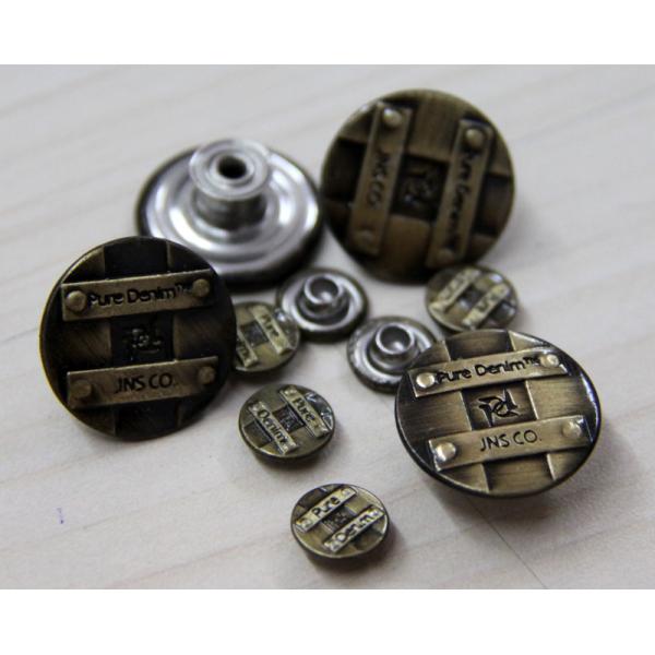 Embossed Logo Custom Clothing Buttons Brass Reusable / Washable