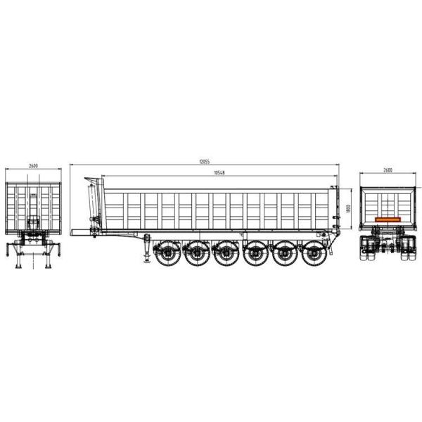 H Beam 6 Axle Dump Semi Trailer Truck 50cubic Meters Volume