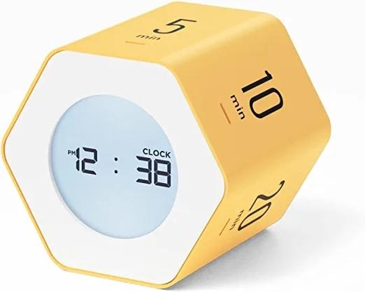 Quality Hexagonal Yellow Digital Clock Timer Backlit 12 / 24 Hour Mode Rotating for sale