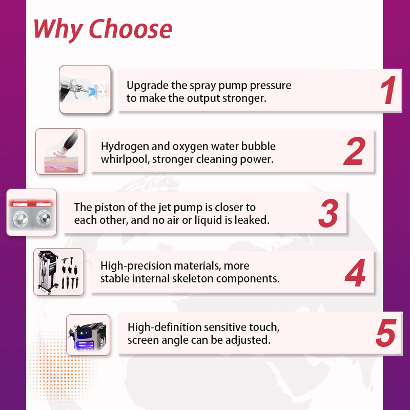 Multi Function 8 Handles Hydro Oxygen Facial Machine Elight Probes