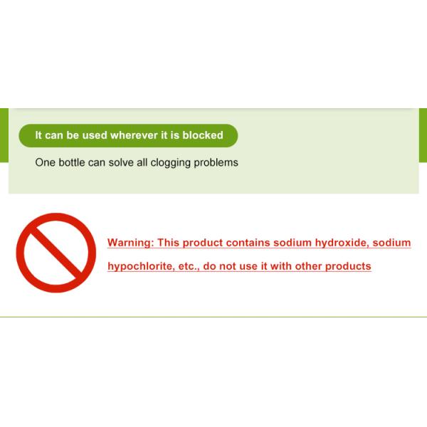 Eco Friendly 500ml Pipe Dredging Drain Cleaner Liquid 20 Minutes