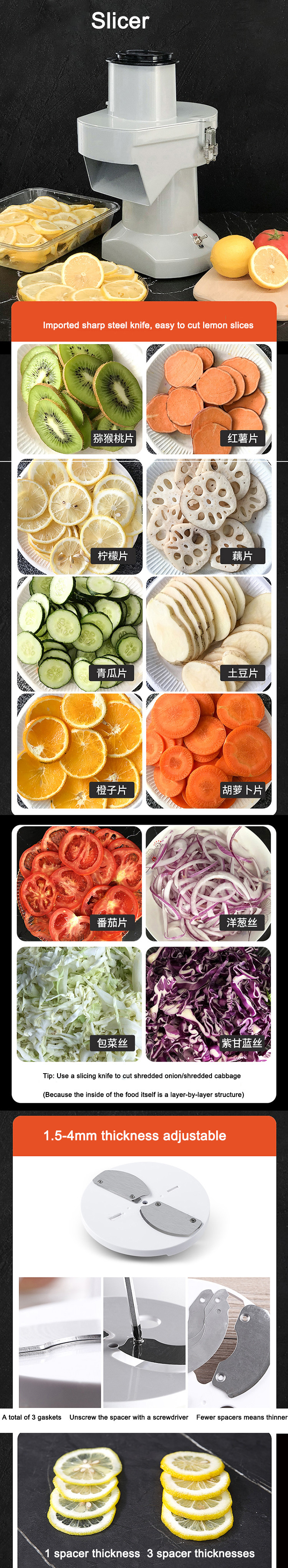 50Hz Cabbage Cutting Machine Cabbage Slicer Machine For Spinach