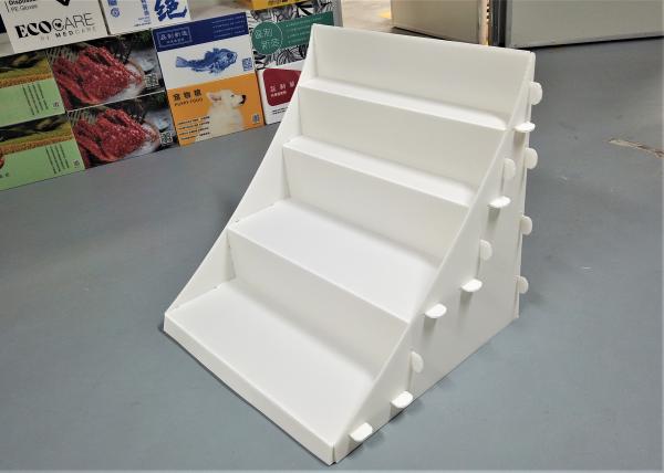 Quality White DS-001 Corrugated POP Display Bins Flexo Portable Shelves for sale