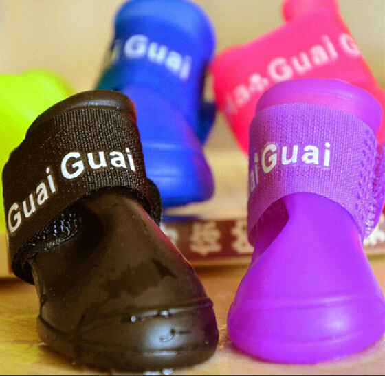 Dog rain boots Rubber Water Protective Pet Shoes Booties Waterproof Rain