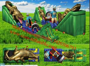 Inflatable Awesome Jungle Themed Obstacle Course With Walls, Tunnels and Slides