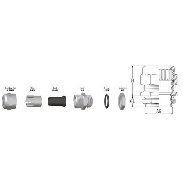 IP68 PA66 Claw Stainless Steel Cable Gland NPT Threads Anti Alkali