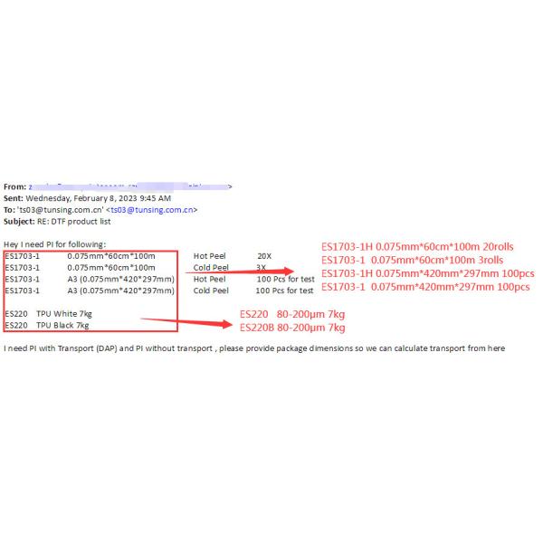 T-Shirts Printing 30cm 33cm 60cm DTF Print PET Film Heat Transfer DTF Film Roll