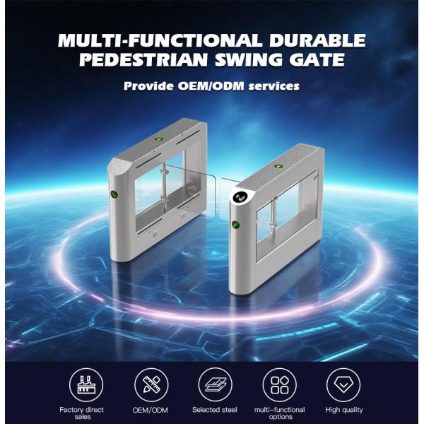 HCW Quality Automatic Turnstile Gates IP 42 With DC Motor Waterproof Card Reading Swing Gate