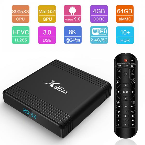 New Arrival Amlogic S905X3 TV Box X96 Air 2gb/4gb ram 16gb/32gb/64gb rom Android9.0 Streaming Set Top Box