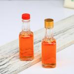 Carton Packing Square 50ml Empty Glass Wine Bottles Embossed With Screw Cap