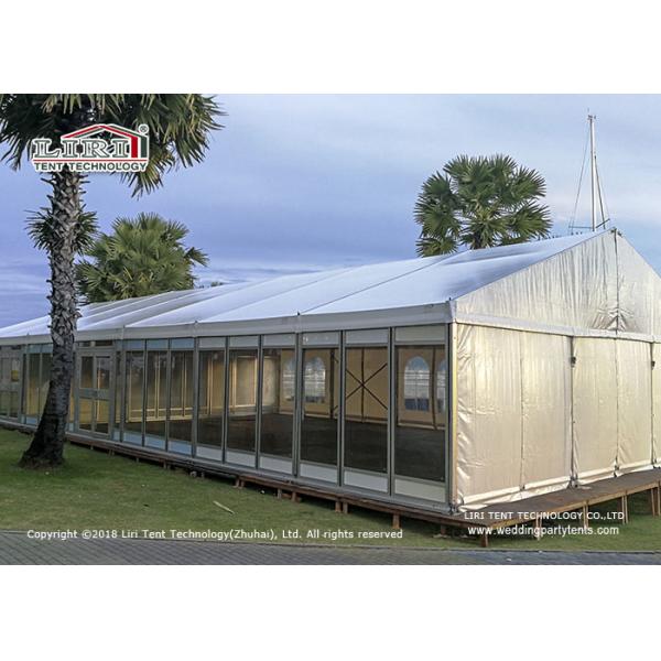 Outdoor Conference Span Width 30m Event Tent Structure With White Lining Built On Grass Land