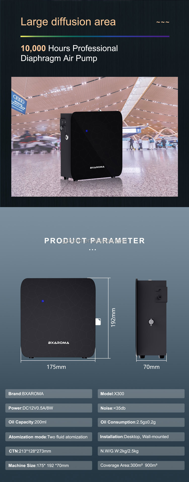 X300 Portable Fragrance Diffuser Humidify Aromatherapy Aroma Diffuser Electric