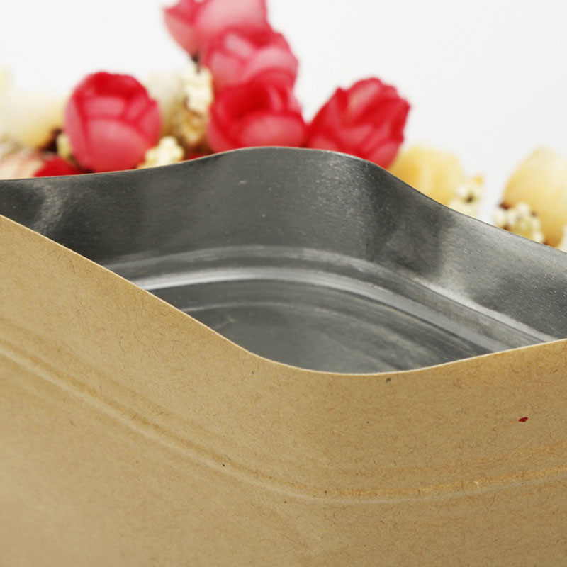Kraft Paper Bag Self Sealing Food Packaging Inner Aluminized Film Zipper Dry Fruit Seal Kraft Paper Bag