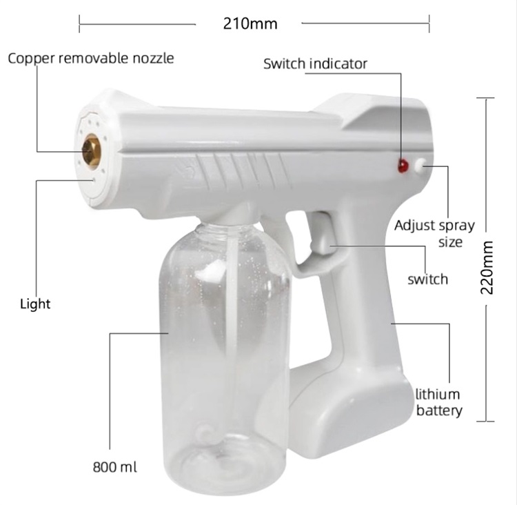 DC12V Nano Disinfectant Fogger Gun 800ML Wireless Sanitizer Spray Gun