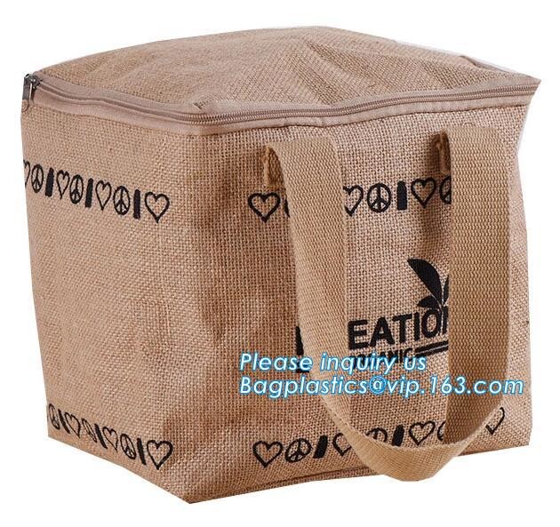 JUTE STORAGE BASKET WITH COTTON ROPE HANDLES,Burlap fabric jute toy storage basket for home storage organization bagease
