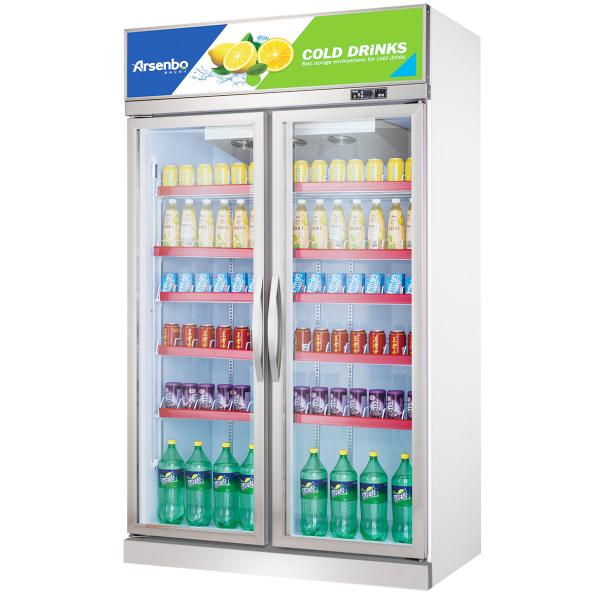 Silvery Solid Alloy Upright Glass Door Fridge For Shop Height 2130mm