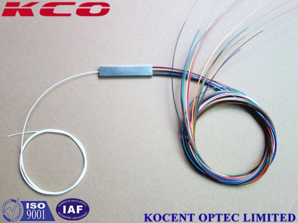 Quality Mini Tube Blockless Type Fiber Optic PLC Splitter 1x16 2x16 0.9mm Pigtail diameter for sale