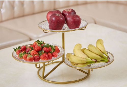 Household Wear Resistant Three Tier Steel Fruit Basket Chrome Plating