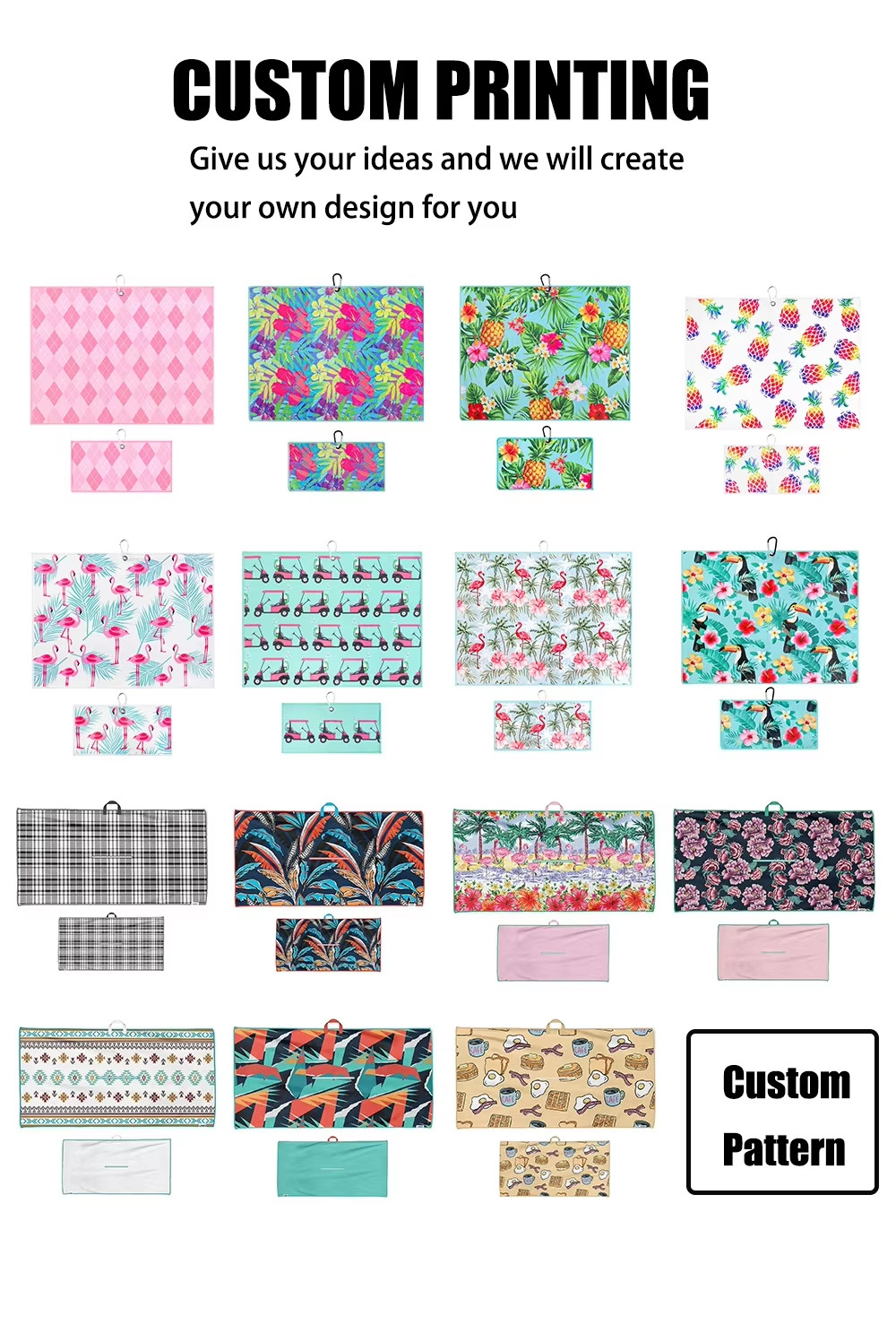 Waffle Microfiber Golf Towel Fitness Cooling Towel Customized Logo With OPP Bag
