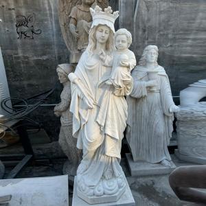 China Marble Mother Mary Statues Church Life Size Virgin Mama Mary Baby Jesus Statue Religious Handcarved wholesale