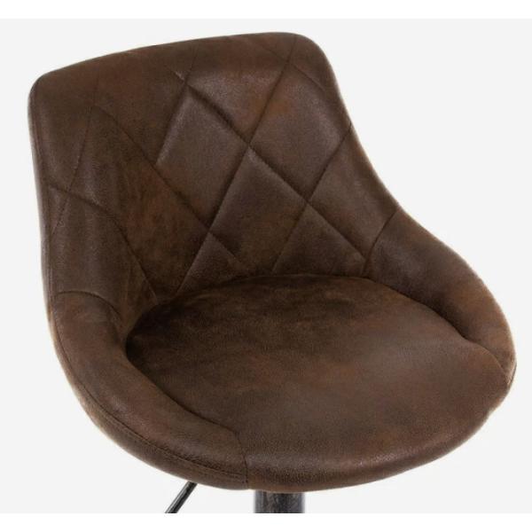 Adjustable Retro Brown Kitchen Bar Stools Brushed Leg Swivel Piston Height Adjustable