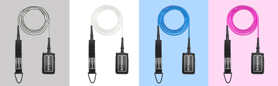 6'7'8'9'10'11'12' Surfboard Leash with Strong and Durable Coil or Straight Cord