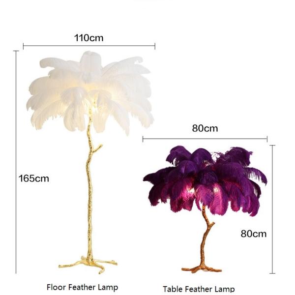 Remote Control 220V Led Ostrich Feather Table Lamp
