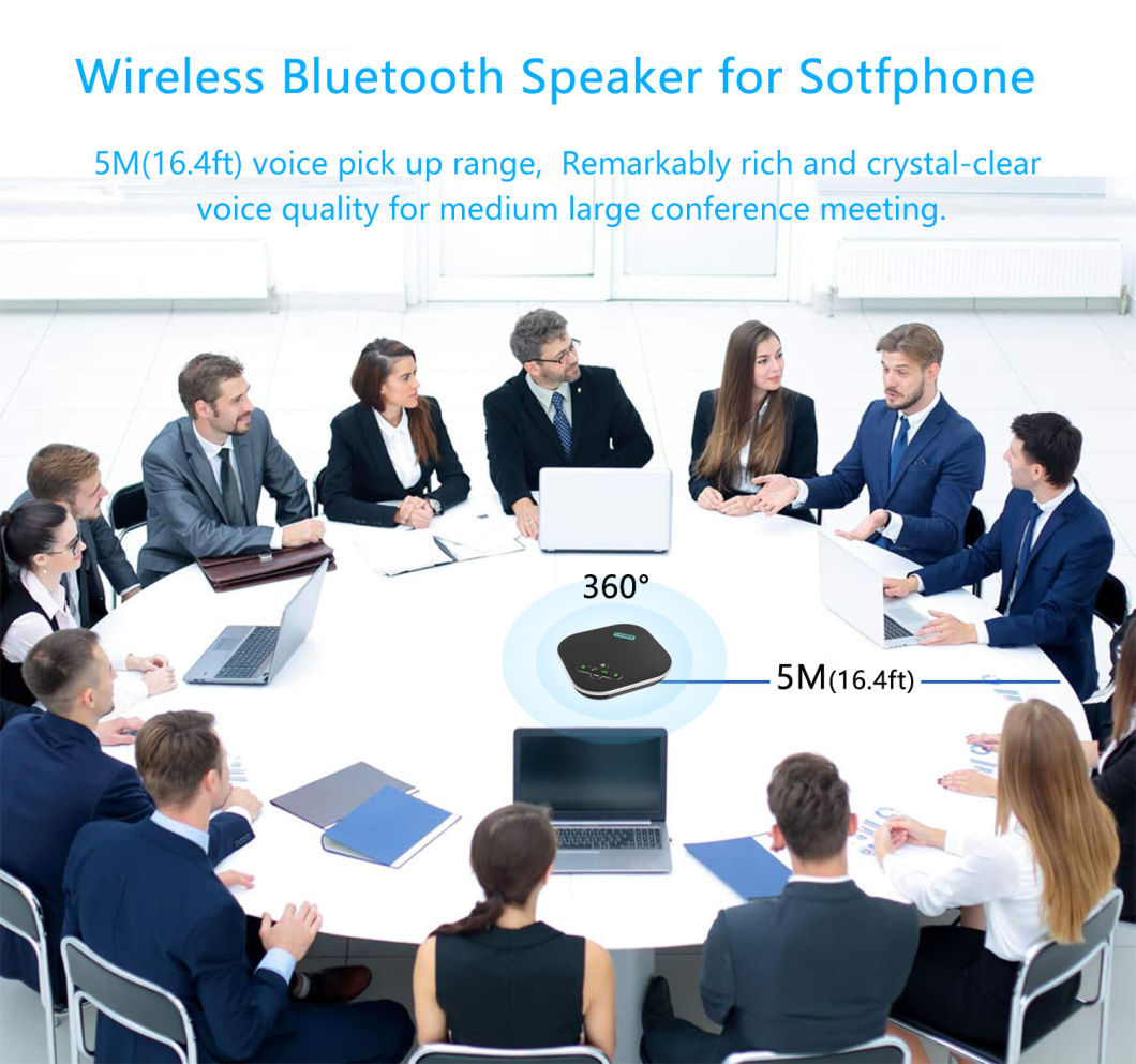 Na200b Bluetooth Speakerphone Computer Speaker with Microphone Voiceia Noise Cancelling USB Microphone Built-in 4 Mics 360 Degree Voice Pickup for 8-10 People