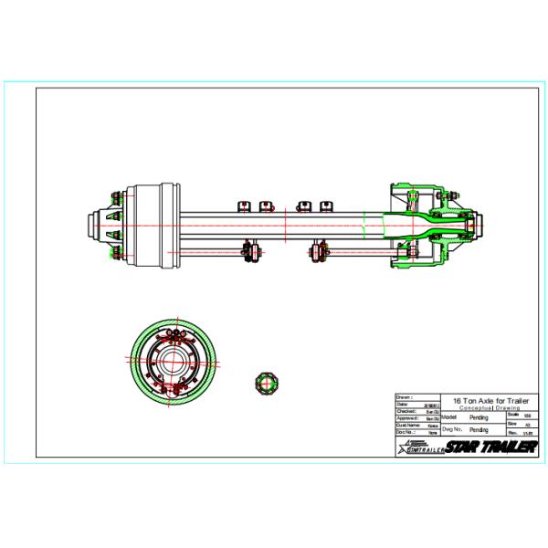 Low Bed Semi Trailer Spare Parts 16T Three Wire Six Replacement Trailer Axles