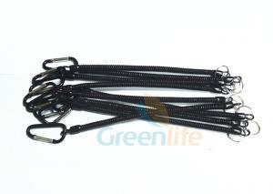 China 20MM Long Black Fishing Pliers Lanyard With Split Ring / Black Carabiner wholesale