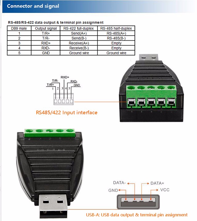 Micro Usb VCC Signal Rs485 Rs422 Converter For Computer